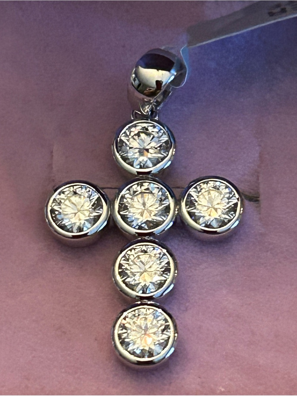 Unique Circular Design 2.00CTW Moissanite 💎 Cross Pendant Necklace 925 SSilver